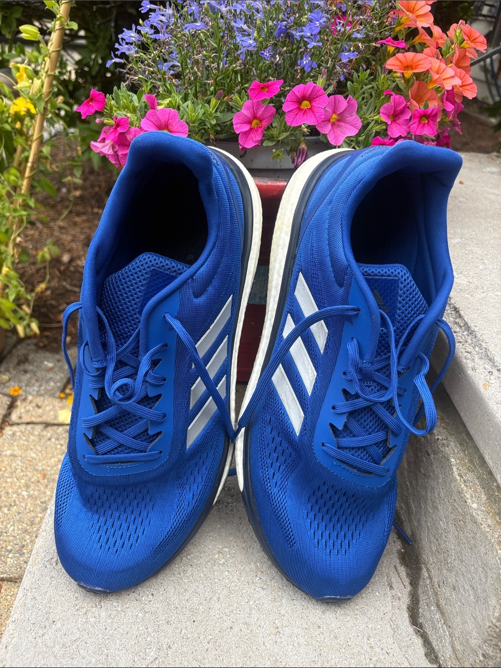 Adidas Response Boost LT Size 13 Blue Running Sneakers with White Stripes